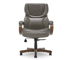 Conway Gray Big & Tall Bonded Leather Office Chair - Ergonomic Executive Desk Chair