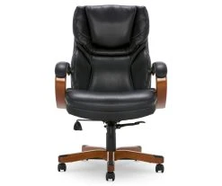 Conway Black Big & Tall Bonded Leather Office Chair - Ergonomic Executive Desk Chair with Lumbar Support