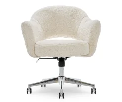 Valetta Cream Faux Fur Office Chair - Luxurious Comfort for Your Workspace