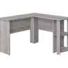 Industrial Gray L-Shaped Corner Desk With Open Storage | Modern Office Furniture