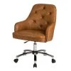 Caramel Brown Faux Leather Tufted Adjustable Office Chair - Ergonomic Comfort for Your Workspace