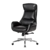 Black Mid-Century Modern Faux Leather Executive Office Chair - Ergonomic Comfort for Professionals