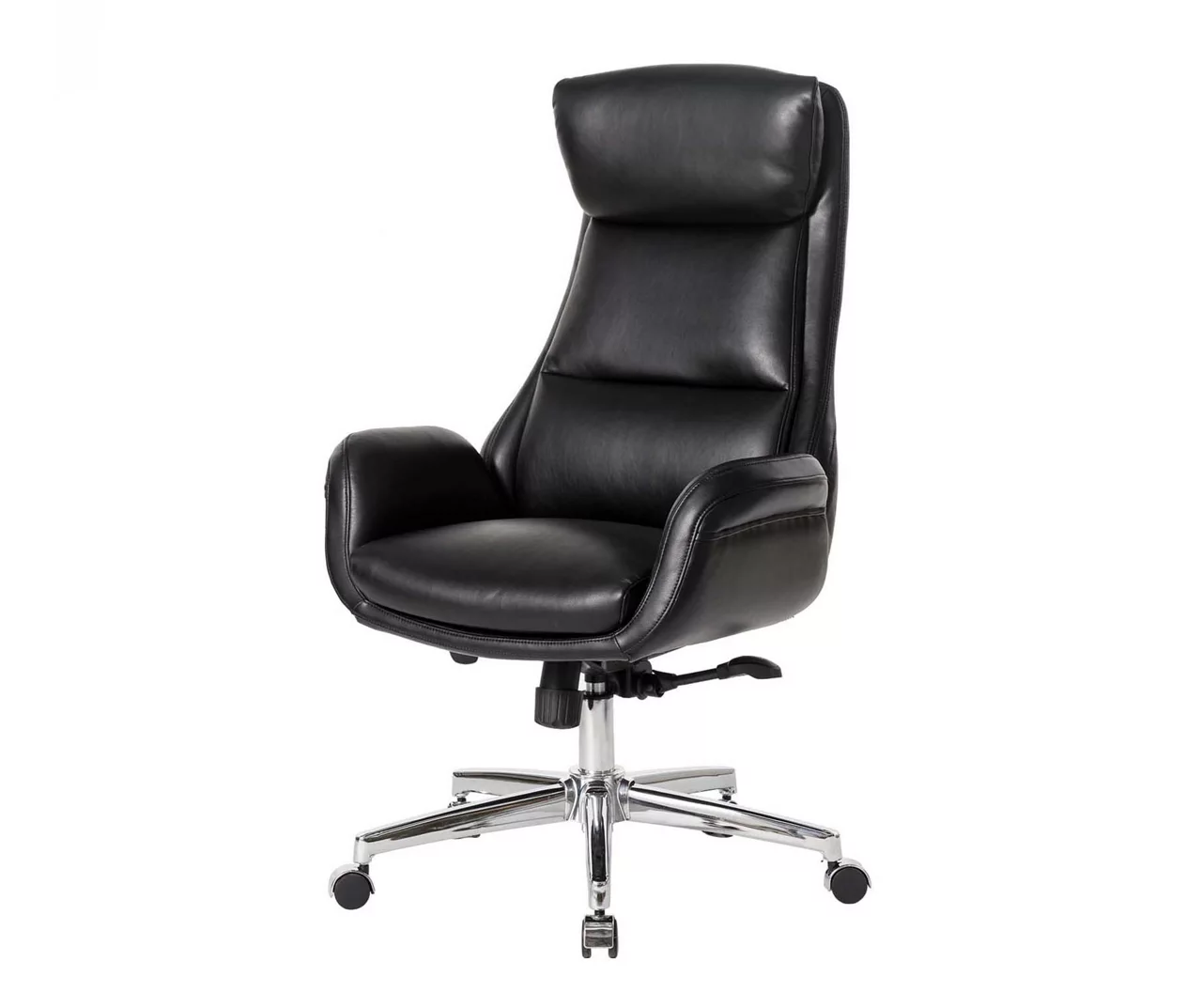 Black Mid-Century Modern Faux Leather Executive Office Chair - Ergonomic Comfort for Professionals
