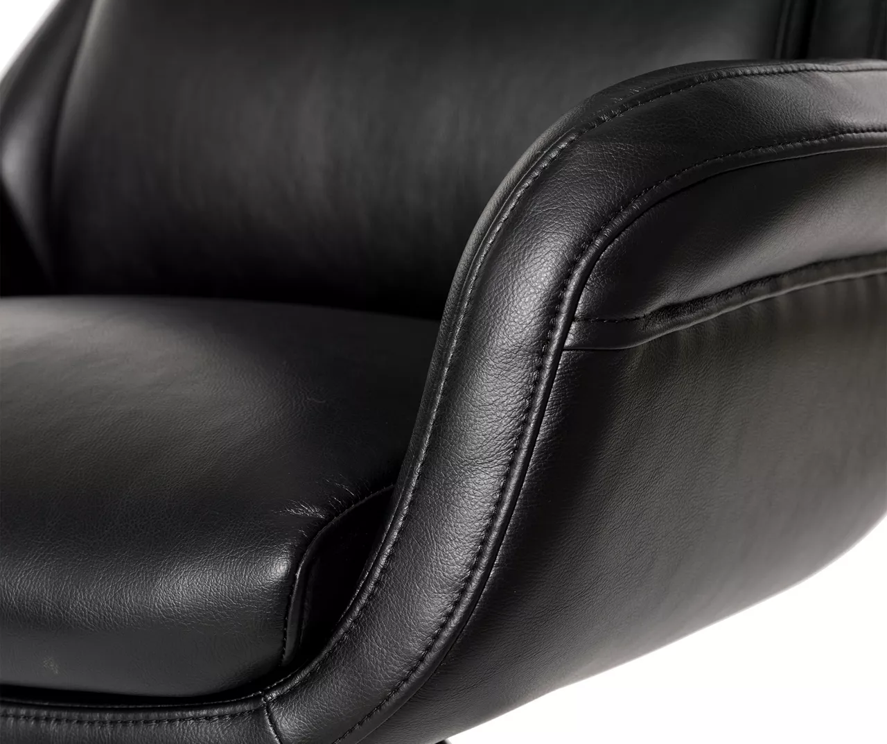Black Mid-Century Modern Faux Leather Executive Office Chair - Ergonomic Comfort for Professionals - Image 5