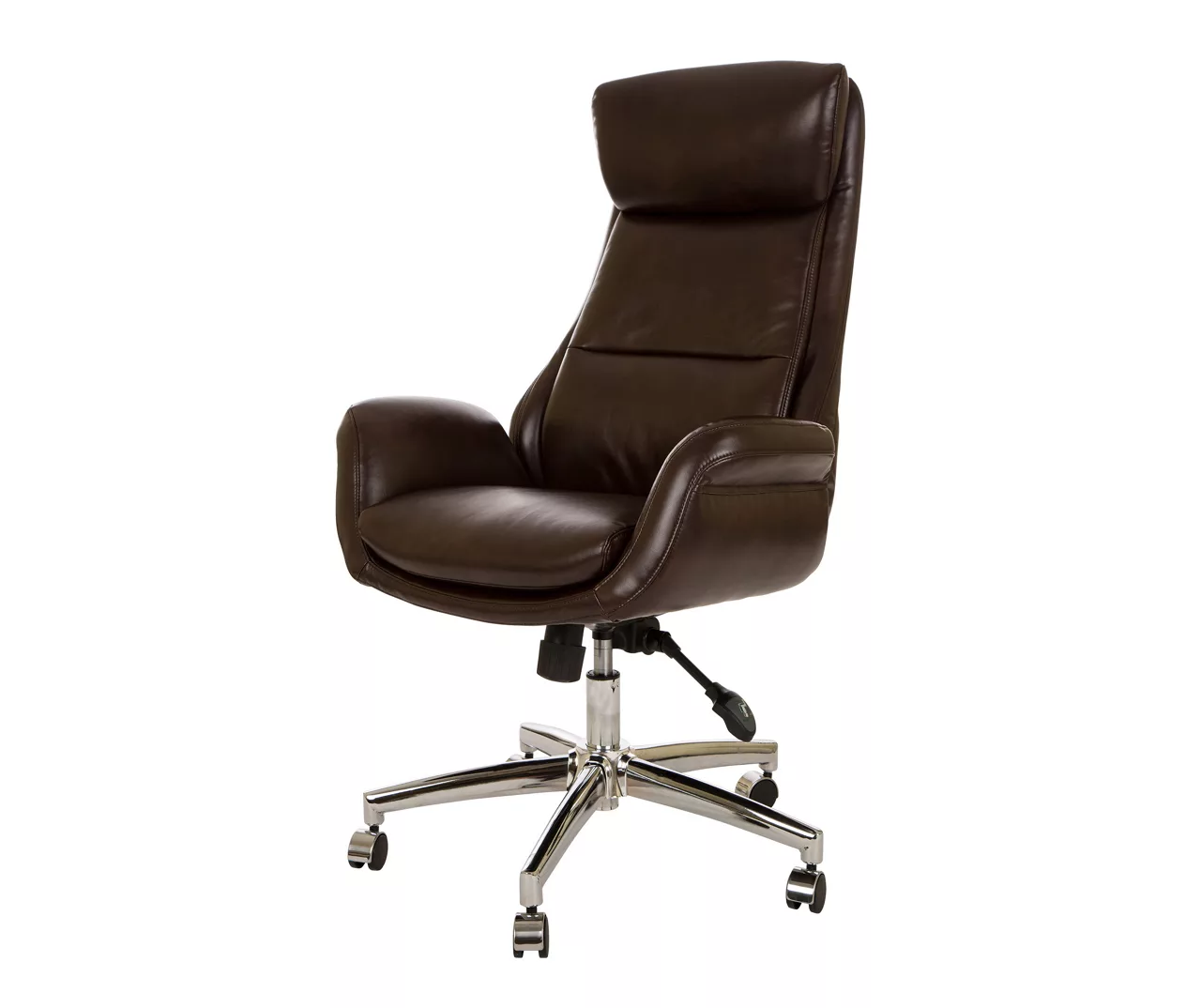 Dark Brown Mid-Century Modern Faux Leather Executive Office Chair - Ergonomic Design, Comfort & Style