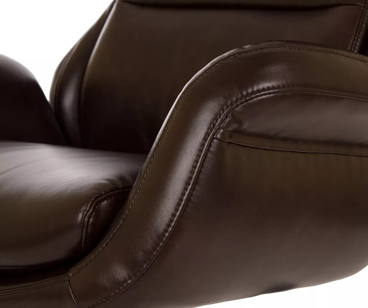 Dark Brown Mid-Century Modern Faux Leather Executive Office Chair - Ergonomic Design, Comfort & Style - Image 5