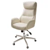 Cream Mid-Century Modern Faux Leather Executive Office Chair - Ergonomic, Stylish & Comfortable