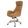 Light Brown Mid-Century Modern Faux Leather Executive Office Chair - Ergonomic Comfort for Your Workspace