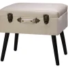 Seashell White Velvet Suitcase Storage Stool - Stylish and Functional Storage Solution