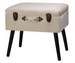 Seashell White Velvet Suitcase Storage Stool - Stylish and Functional Storage Solution