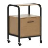 Wood & Metal File Rolling Storage Cart - Compact Mobile Organizer for Office & Home