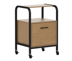 Wood & Metal File Rolling Storage Cart - Compact Mobile Organizer for Office & Home