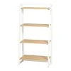 Blonde Wood & White 4-Tier Folding Bookcase | Space-Saving Bookshelf