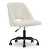 Cream Faux Wool Boucle Rolling Swivel Office Chair - Ergonomic Comfort for Modern Workspaces