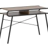Stylish Black Metal & Woodgrain Rounded Edge Desk - Modern Office Furniture