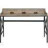 Corday Gray Wood Writing Desk with USB Charging - Modern Home Office Furniture